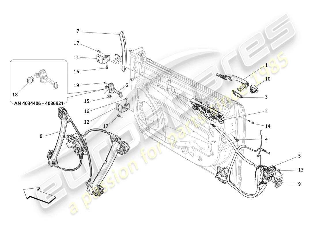 a part diagram from the maserati quattroporte m156 (2017 onwards) parts catalogue