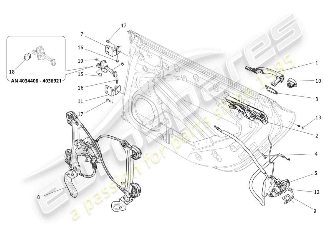 a part diagram from the maserati quattroporte m156 (2017 onwards) parts catalogue