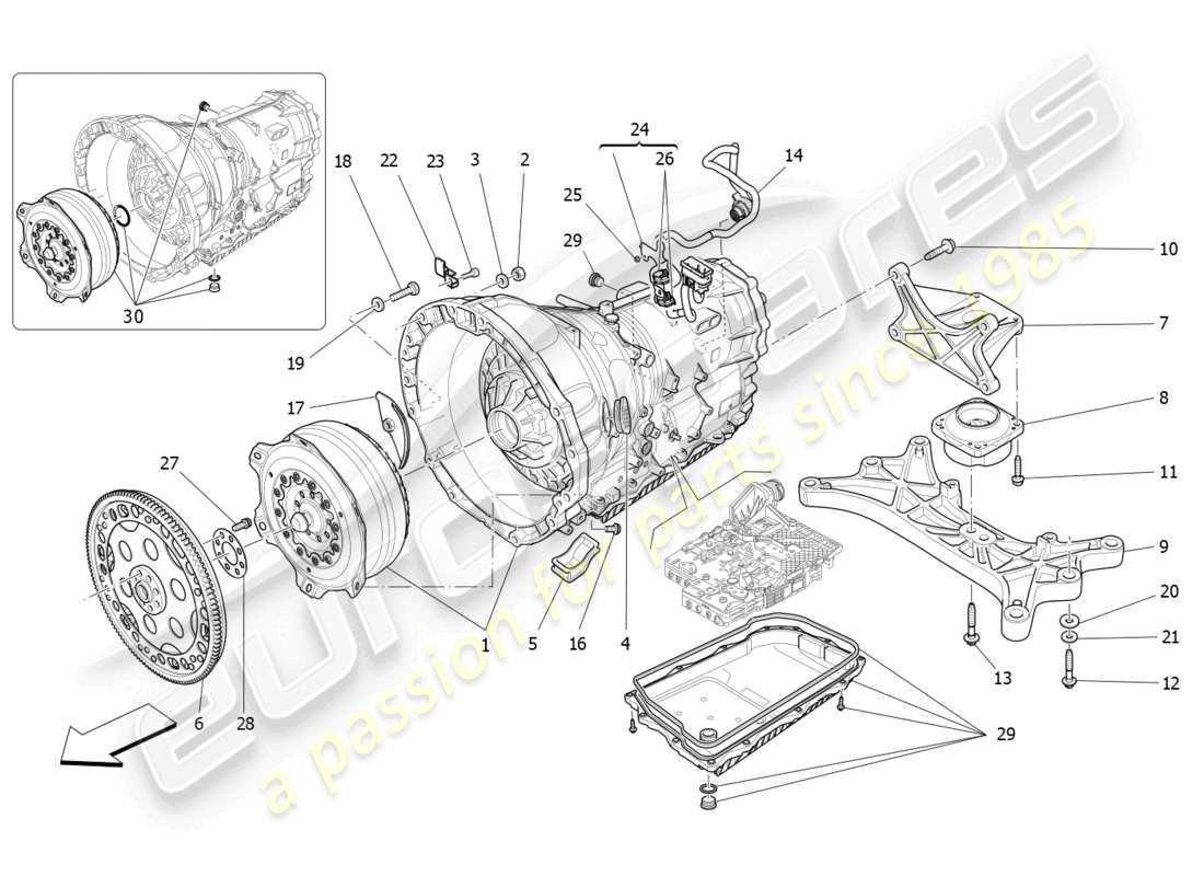 a part diagram from the maserati quattroporte m156 (2017 onwards) parts catalogue