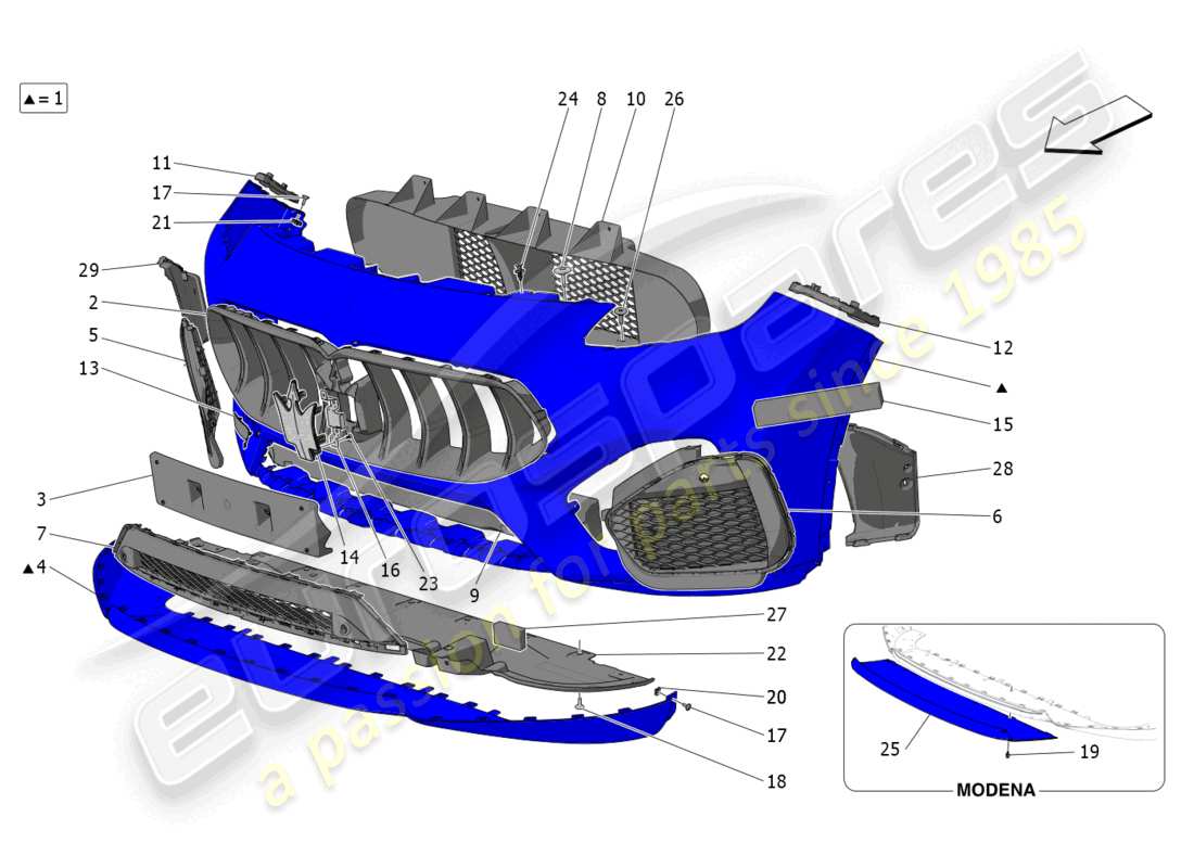 a part diagram from the maserati grecale gt (2023) parts catalogue