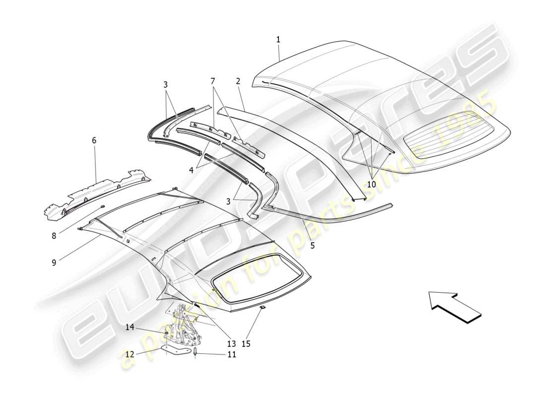 a part diagram from the maserati grancabrio parts catalogue