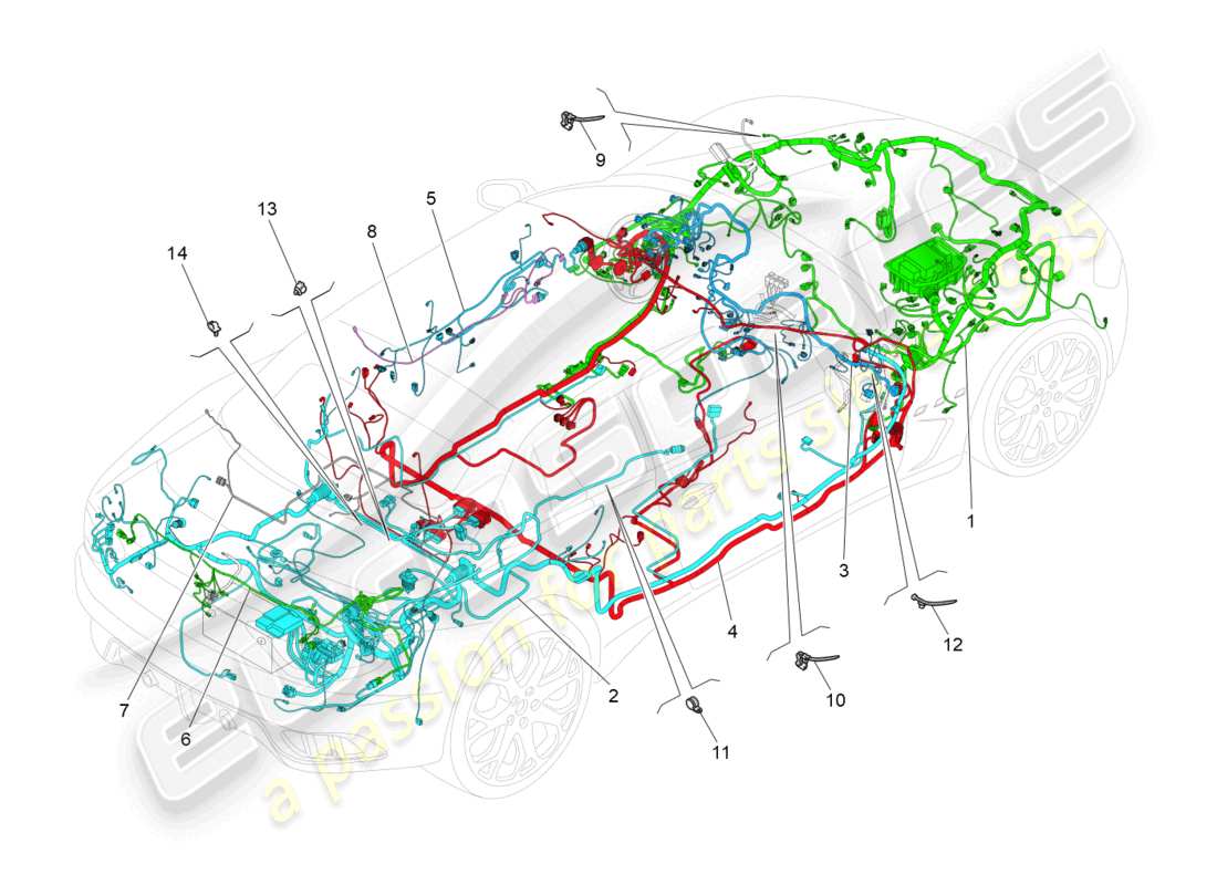 a part diagram from the maserati grancabrio mc (2013) parts catalogue
