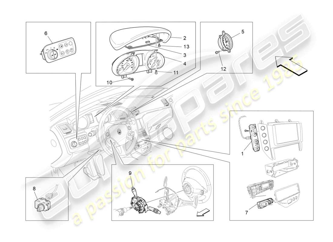 a part diagram from the maserati grancabrio parts catalogue