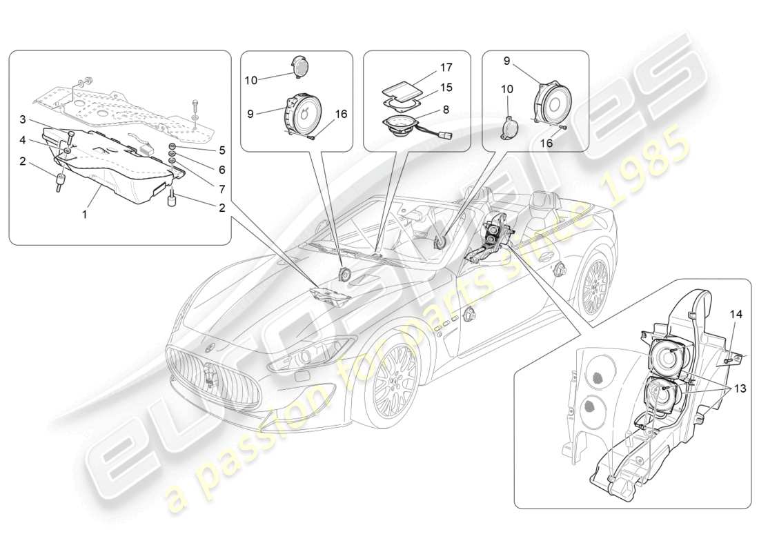 a part diagram from the maserati grancabrio parts catalogue
