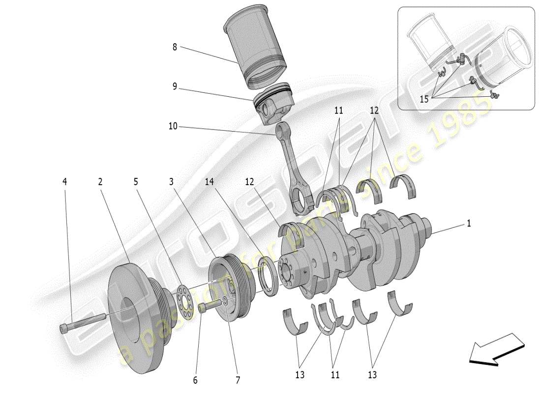 maserati mc20 (2024) crank mechanism part diagram