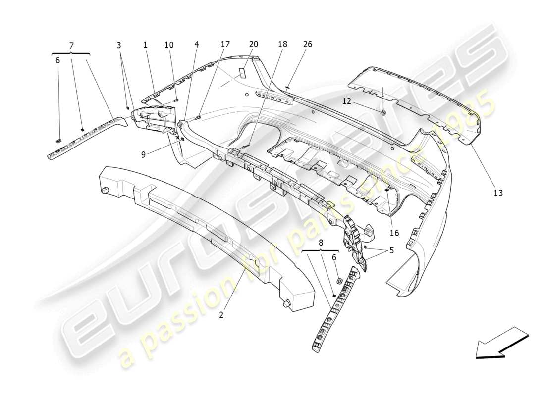 a part diagram from the maserati ghibli (2017 onwards) parts catalogue