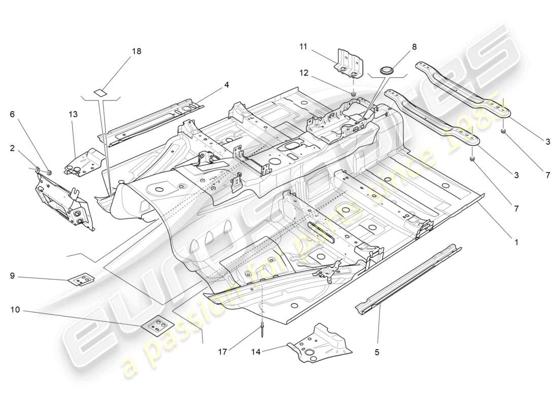 a part diagram from the maserati quattroporte m156 (2017 onwards) parts catalogue