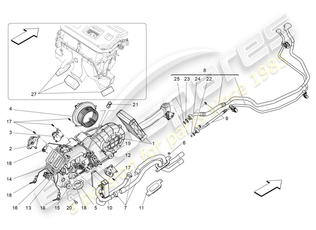 a part diagram from the maserati quattroporte m156 (2017 onwards) parts catalogue
