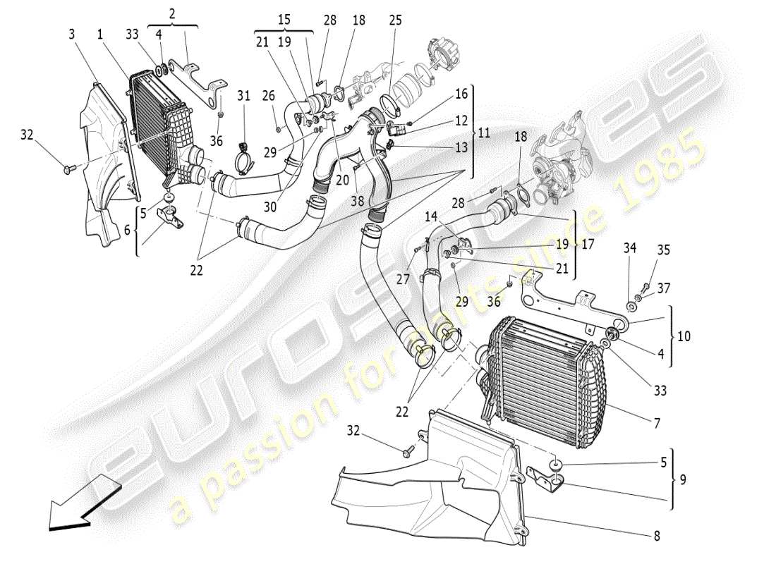a part diagram from the maserati ghibli (2017 onwards) parts catalogue