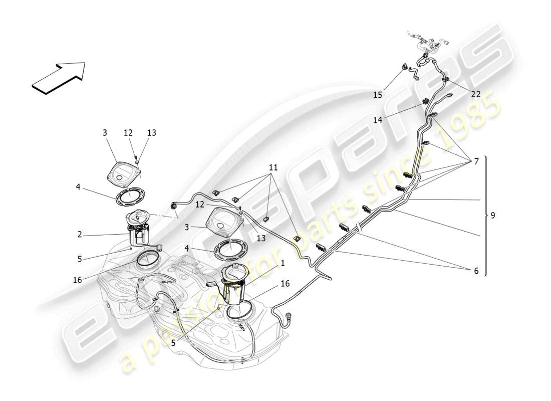a part diagram from the maserati quattroporte m156 (2017 onwards) parts catalogue