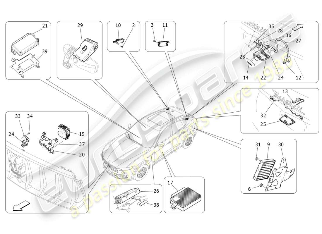 a part diagram from the maserati levante tributo (2021) parts catalogue