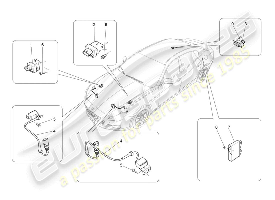 a part diagram from the maserati quattroporte m156 (2017 onwards) parts catalogue