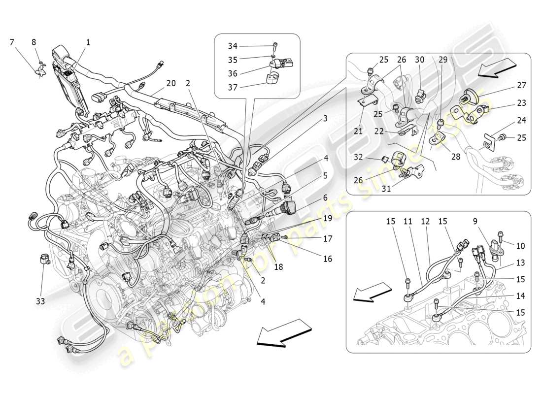 a part diagram from the maserati quattroporte m156 (2017 onwards) parts catalogue