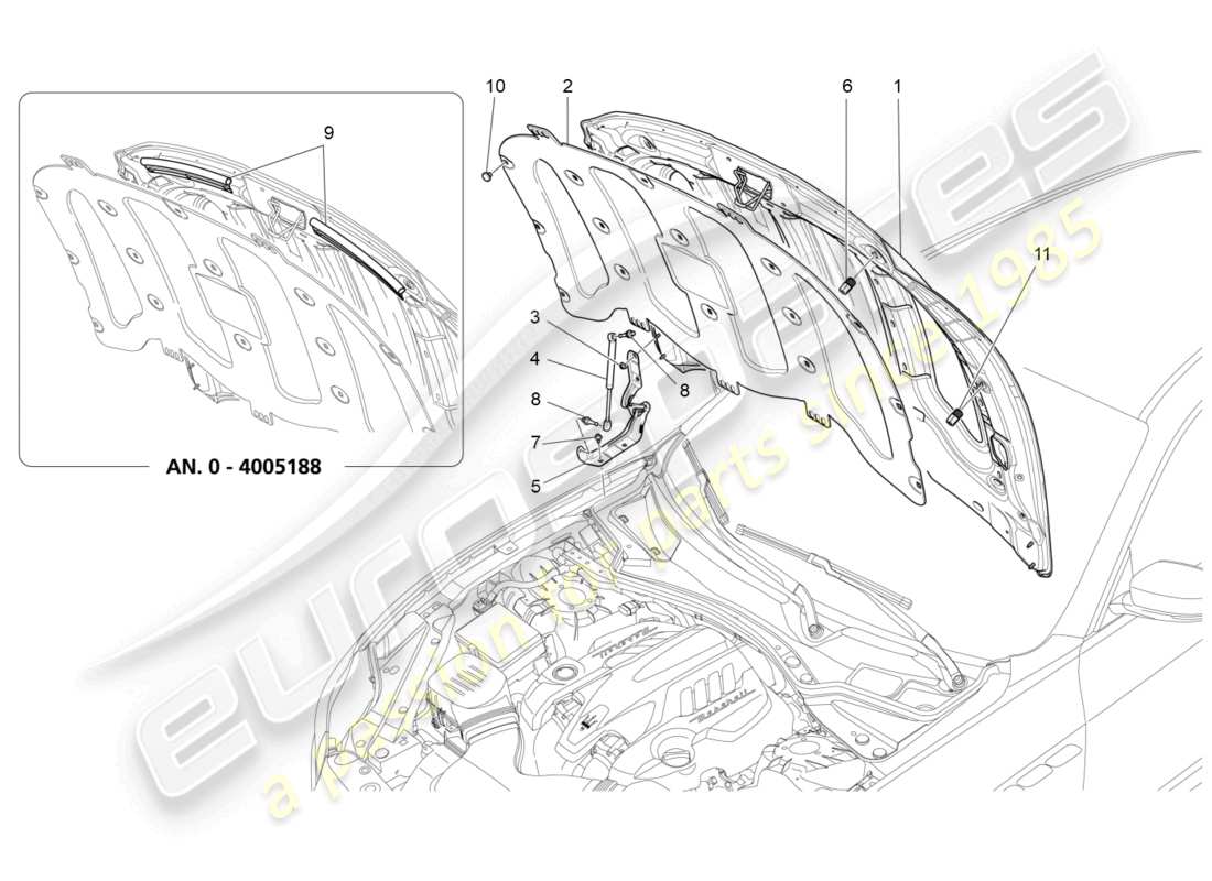 a part diagram from the maserati quattroporte m156 (2017 onwards) parts catalogue