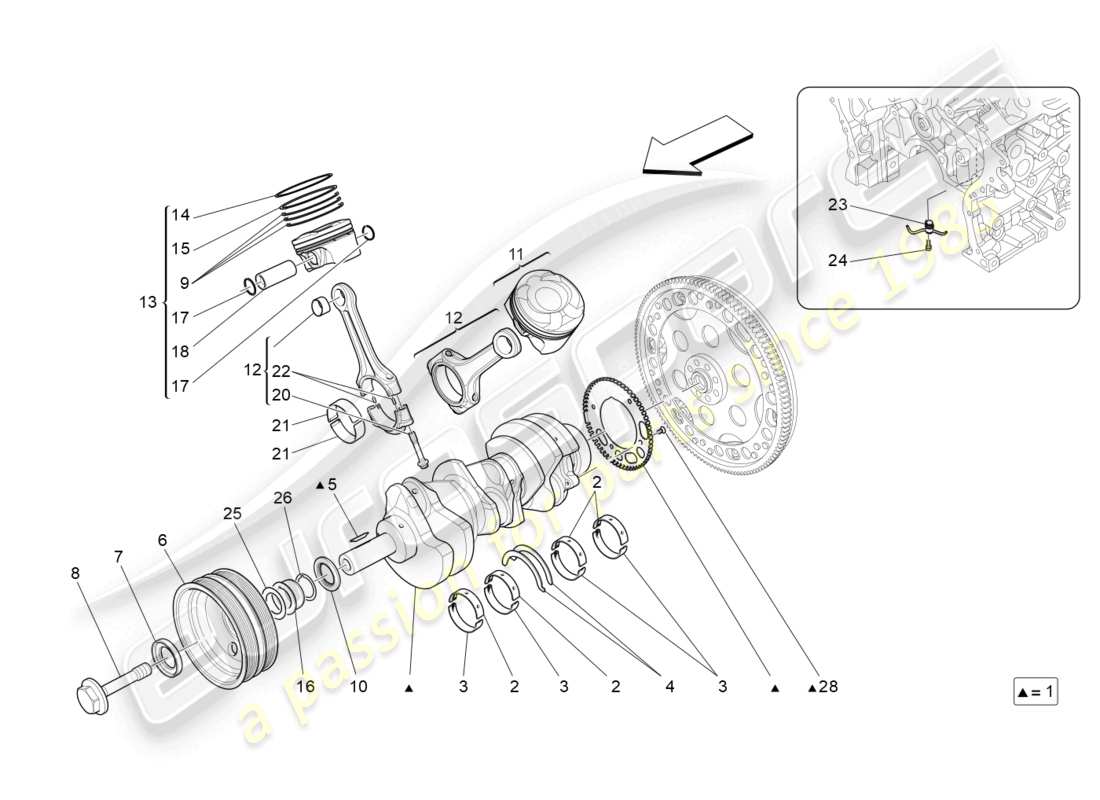 a part diagram from the maserati ghibli (2017 onwards) parts catalogue