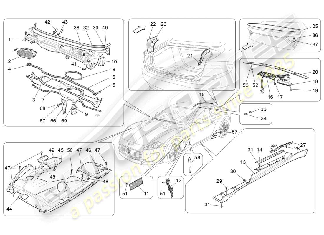 a part diagram from the maserati granturismo parts catalogue