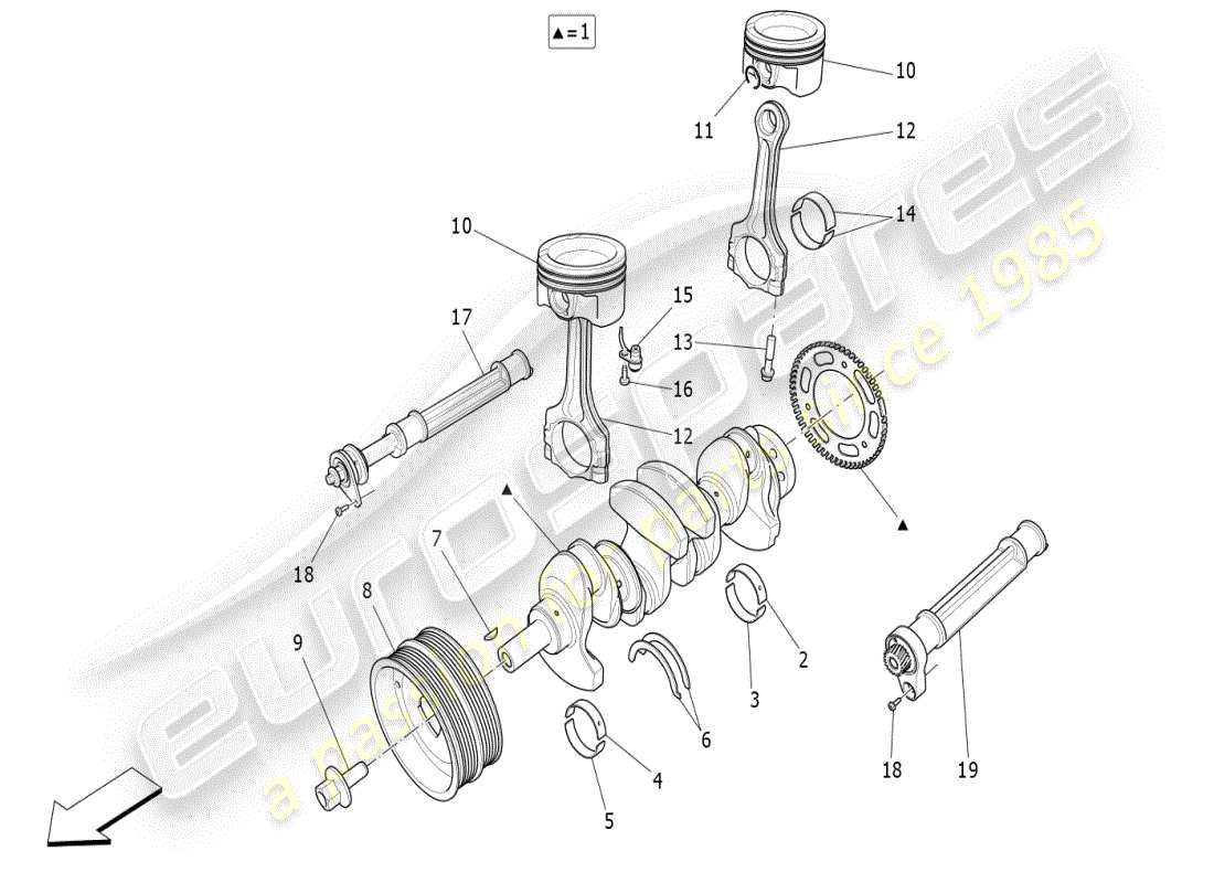 a part diagram from the maserati ghibli (2017 onwards) parts catalogue