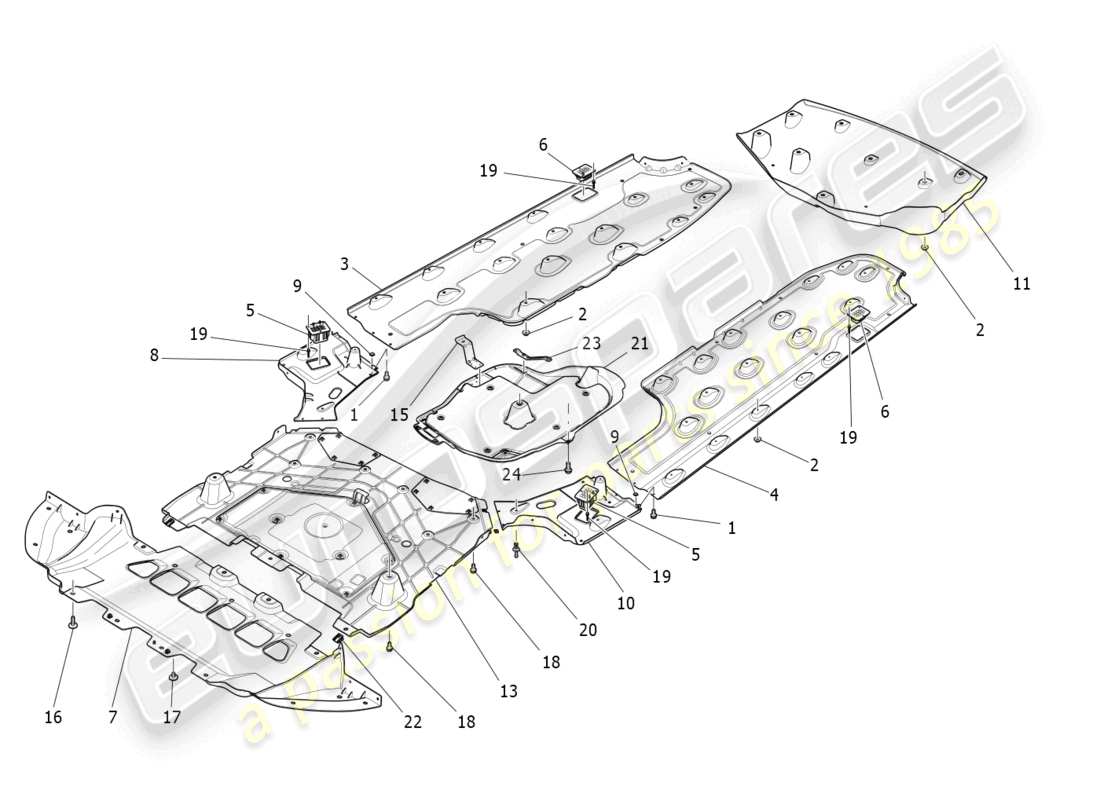 a part diagram from the maserati quattroporte m156 (2017 onwards) parts catalogue