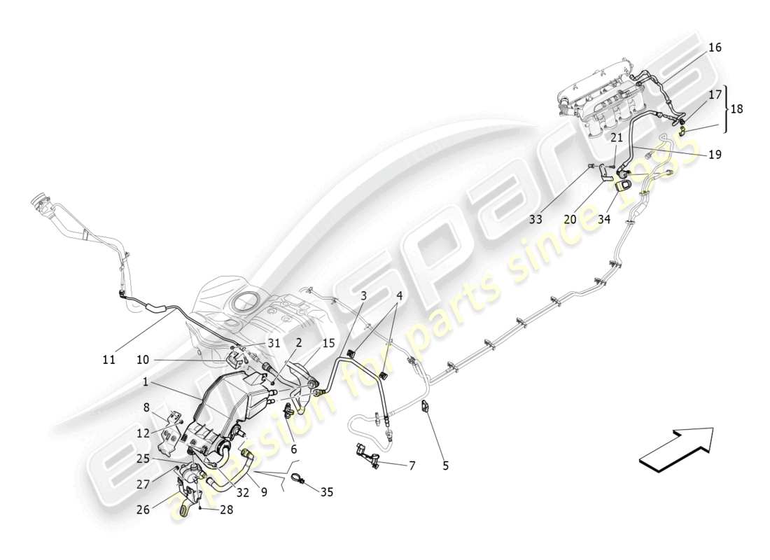 a part diagram from the maserati quattroporte m156 (2017 onwards) parts catalogue