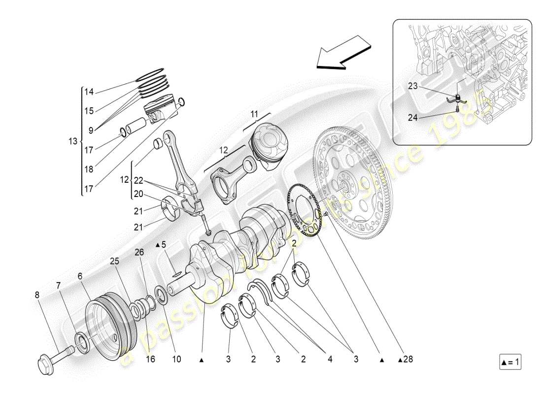 a part diagram from the maserati ghibli (2021) parts catalogue