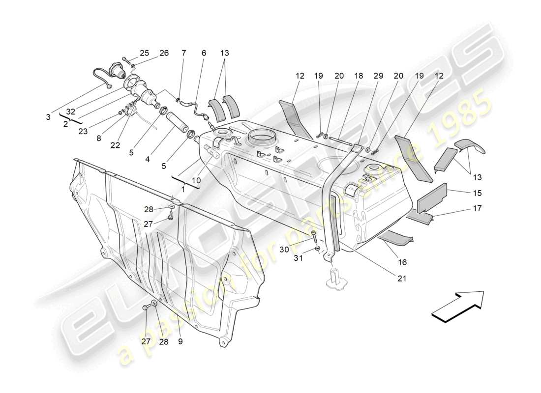 a part diagram from the maserati granturismo mc stradale (2013) parts catalogue