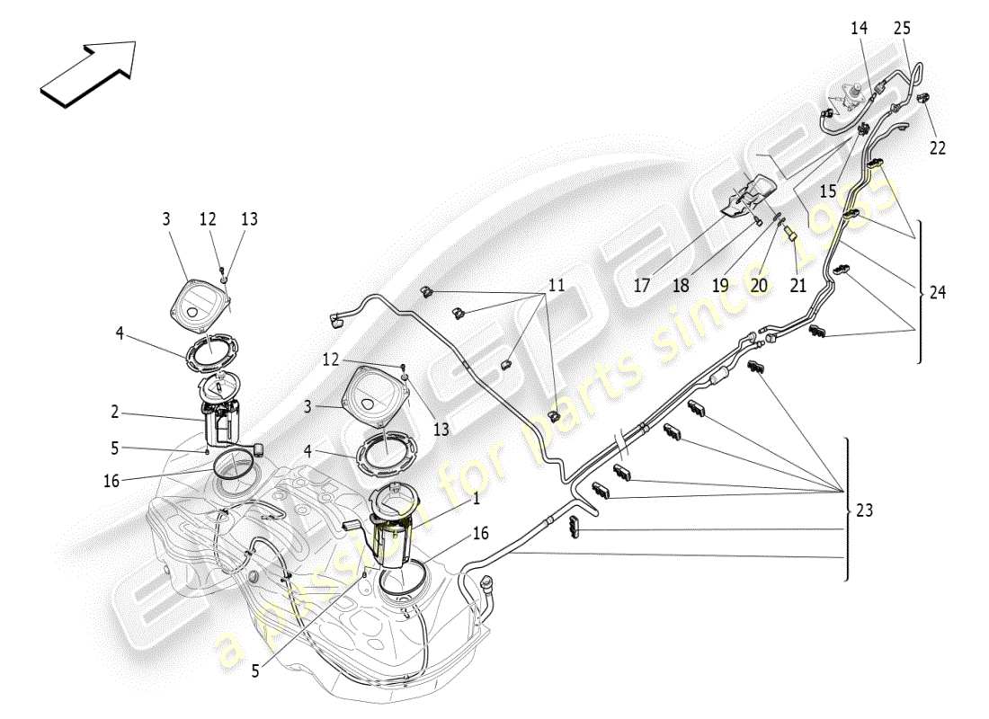 a part diagram from the maserati ghibli (2017 onwards) parts catalogue
