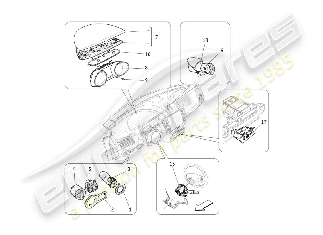 maserati ghibli (2018) dashboard devices parts diagram