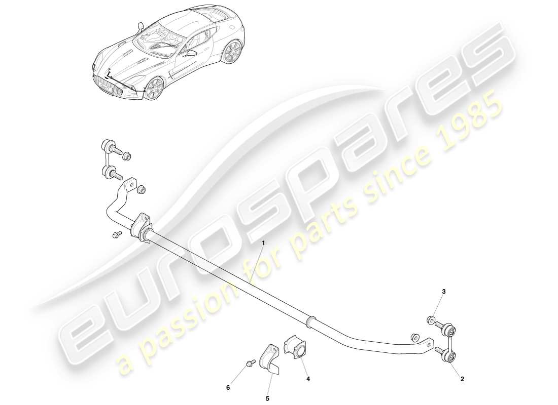 aston martin one-77 (2011) front stabiliser bar parts diagram