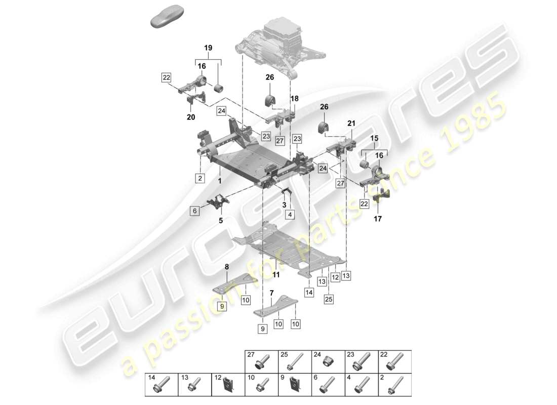 a part diagram from the porsche 2025 (taycan 9j1-2) parts catalogue