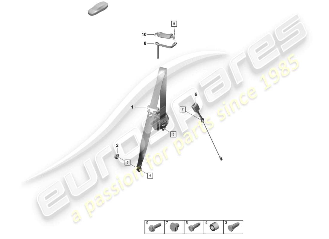 porsche 2022 (718 cayman gt4) seat belts part diagram