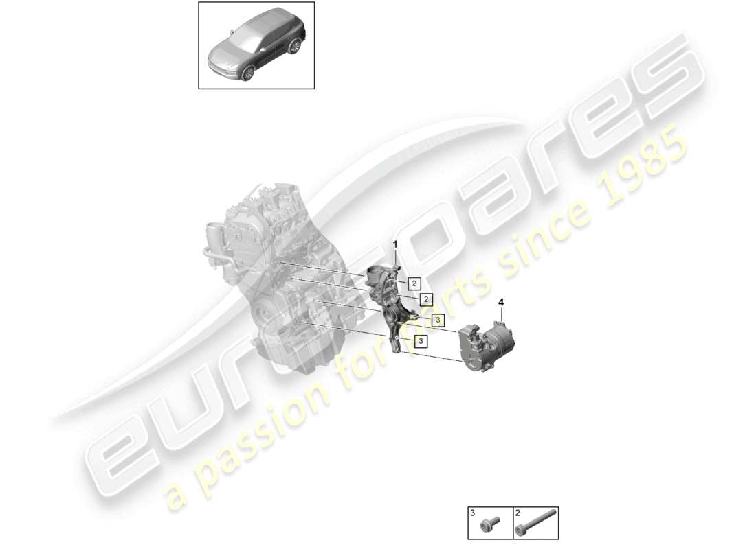 porsche 2021 (cayenne e3 9ya/9yb) poly-v-belt belt tensioner damper part diagram