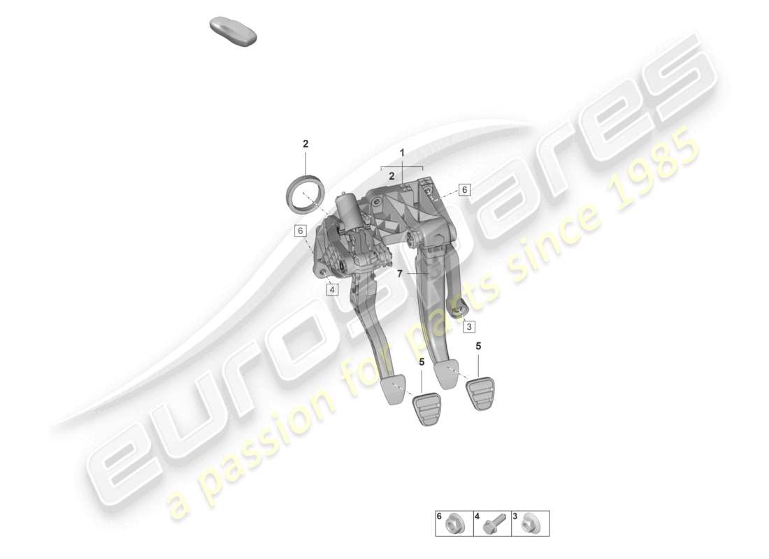 porsche 2023 (992-1 gt3/rs/st) brake and clutch pedals cluster 6-speed manual transmission parts diagram