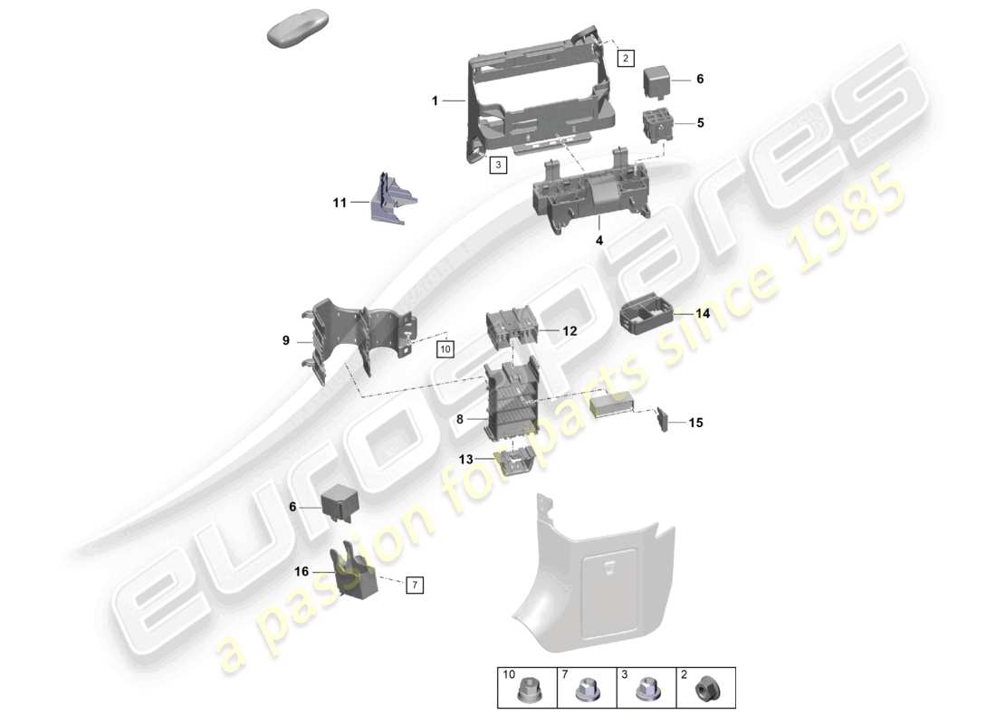 porsche 2026 (718 cayman gt4) central electrics dashboard part diagram