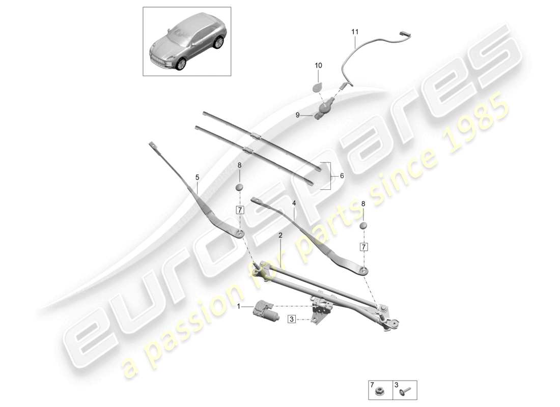 porsche 2022 (macan) windscreen wiper system, compl sensor for air humidity, rain and light detection part diagram