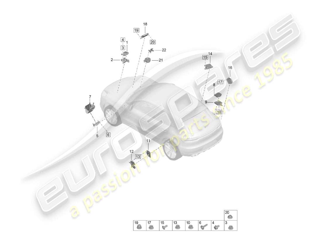 porsche 2021 (macan) control units front end part diagram