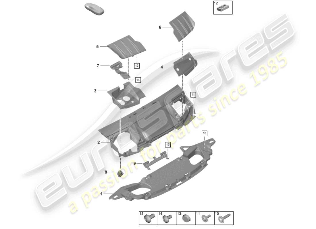 porsche 2022 (992-1 gt3/rs/st) tailgate/boot lid parts diagram