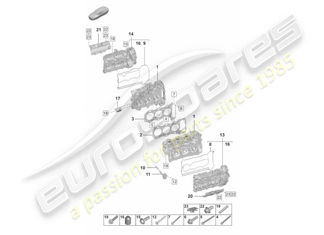 porsche 2022 (992-1 turbo / s) cylinder head cylinder head gasket valve cover parts diagram