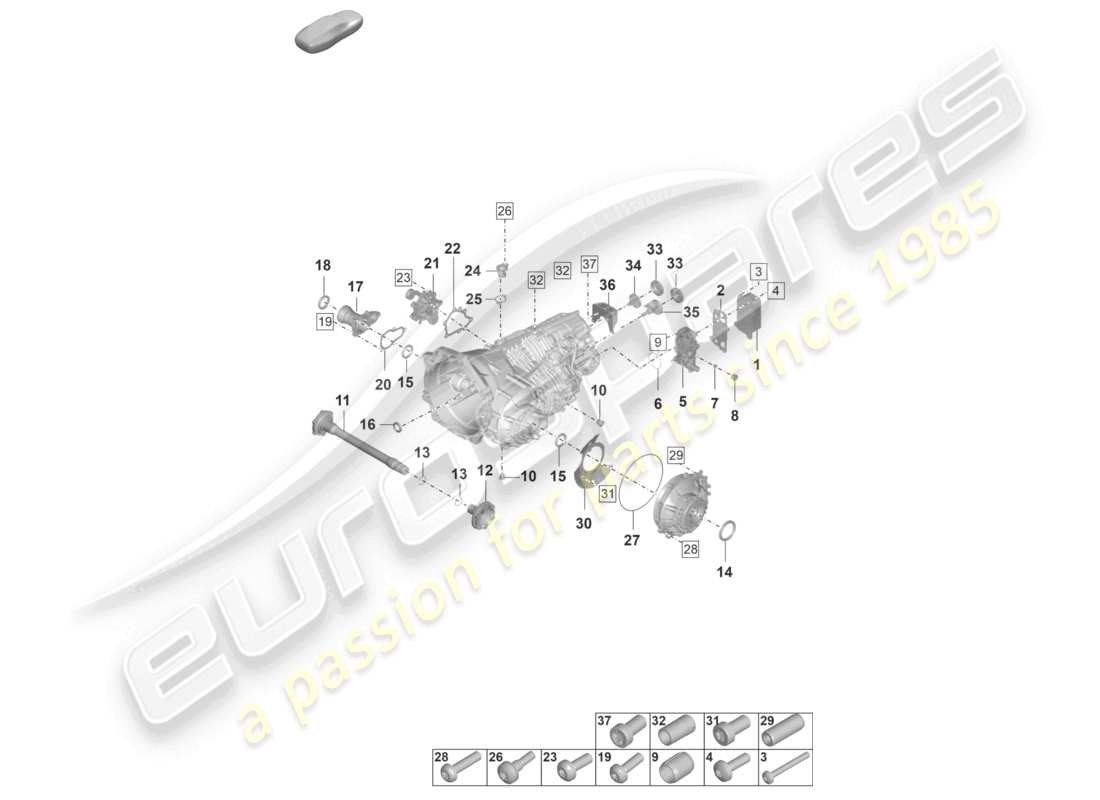 porsche 2022 (992-1 turbo / s) manual gearbox individual parts parts diagram