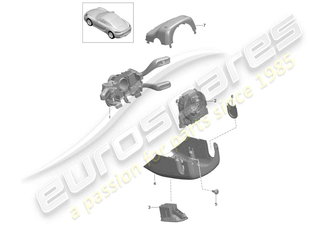 porsche 2024 (718 cayman) steering column switch parts diagram