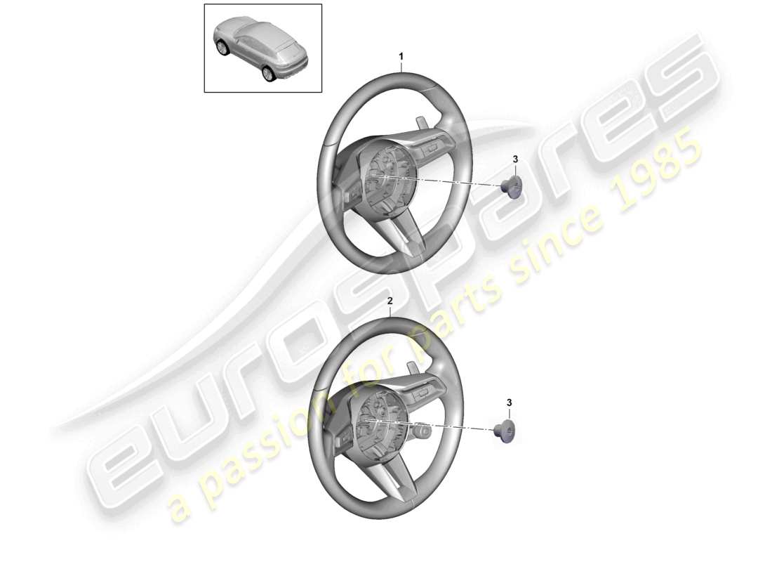 porsche 2021 (macan) steering wheel pr:gp2 - pdk - part diagram