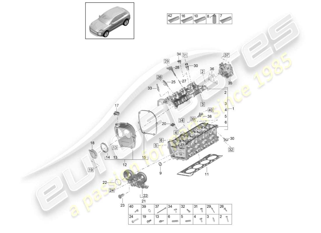 porsche 2023 (macan) cylinder head part diagram