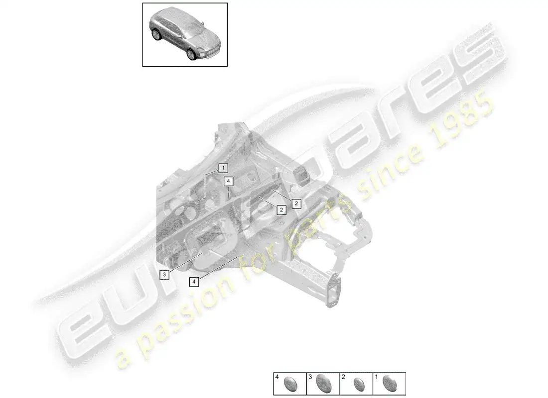 porsche 2020 (macan) bungs front end firewall parts diagram
