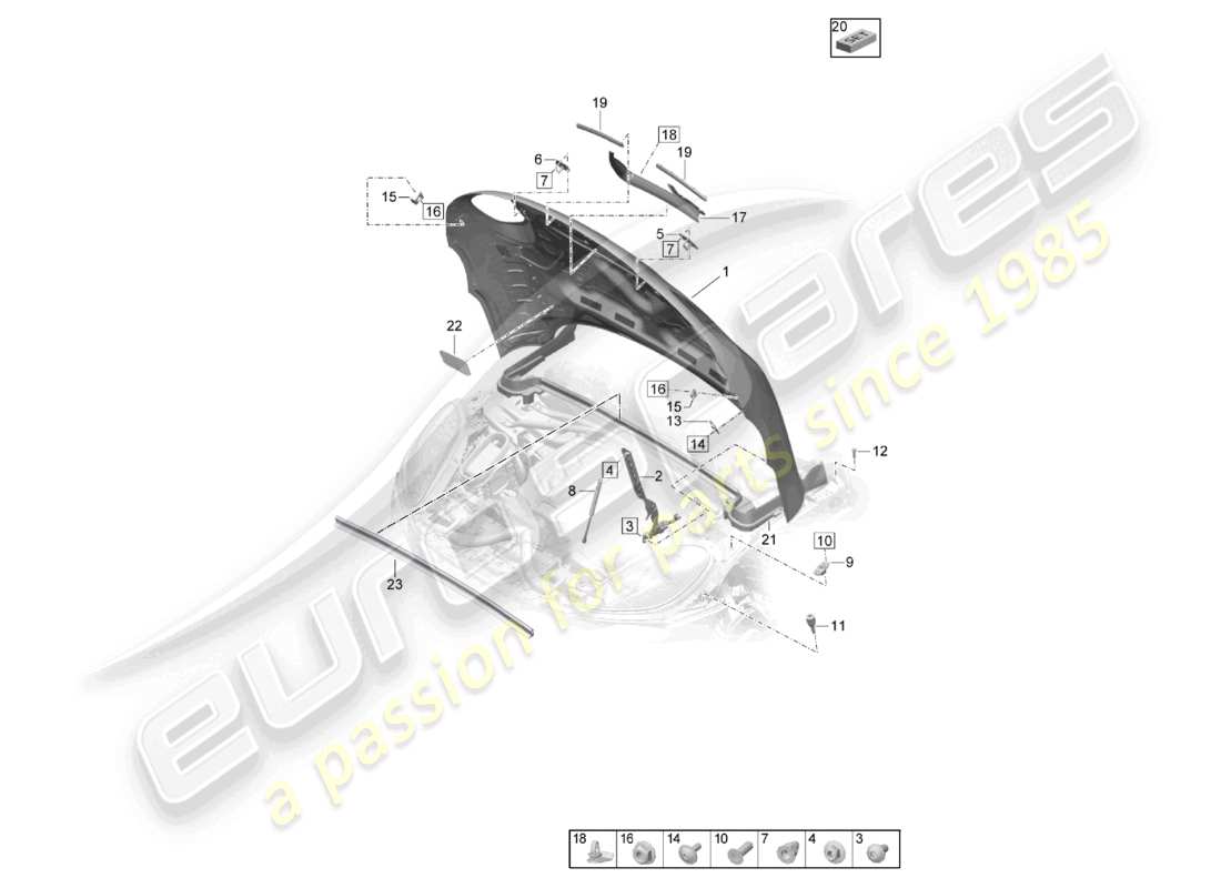 porsche 2026 (macan) bonnet part diagram
