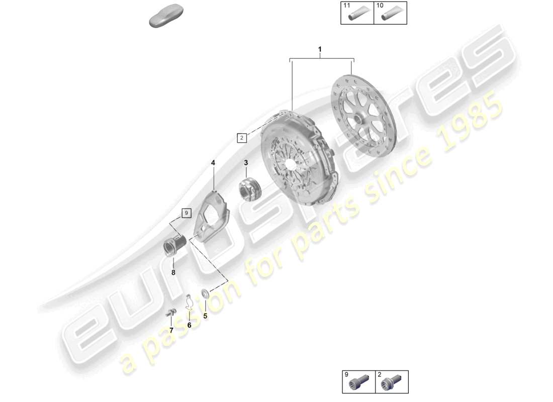 porsche 2022 (992-1 gt3/rs/st) manual gearbox coupling parts diagram