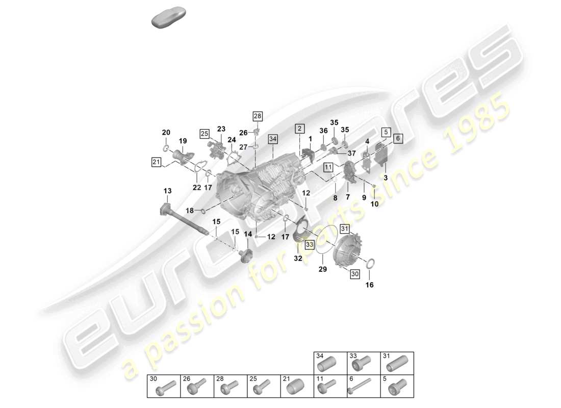 porsche 2023 (992-1 gt3/rs/st) manual gearbox individual parts parts diagram