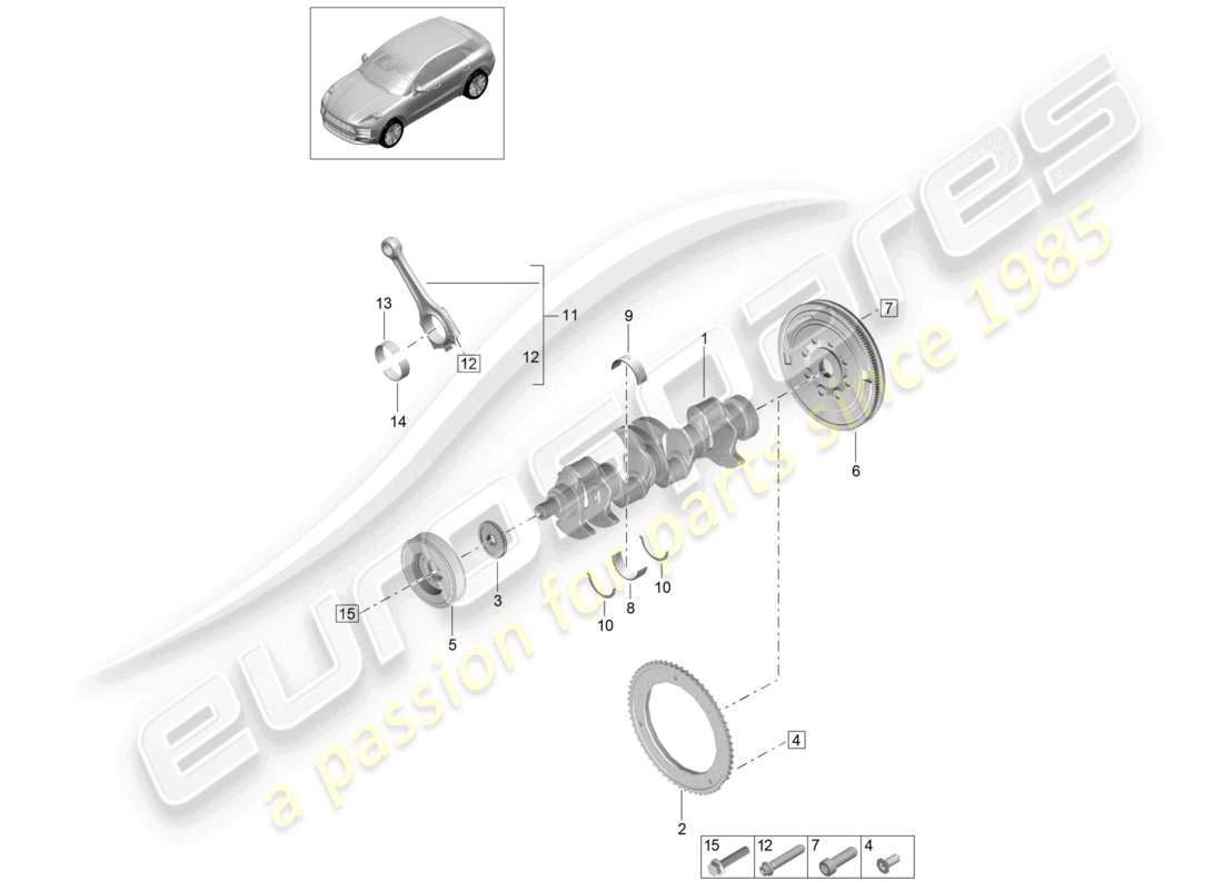 porsche 2021 (macan) crankshaft conrod vibration damper part diagram