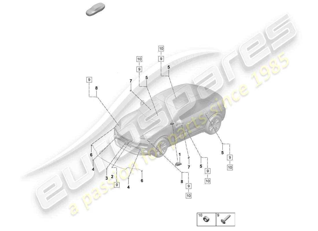 porsche 2025 (macan-e) control unit airbag sensors pedestrian protection part diagram