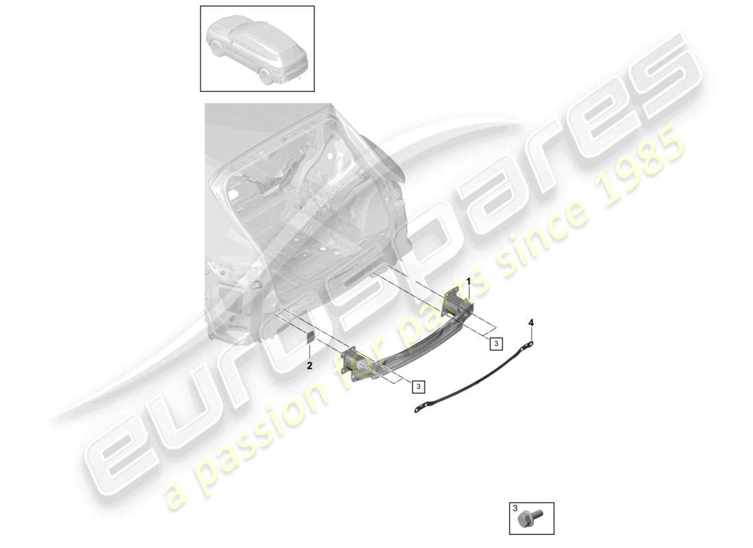 porsche 2024 (cayenne e3 9ya/9yb) bumper carrier rear parts diagram