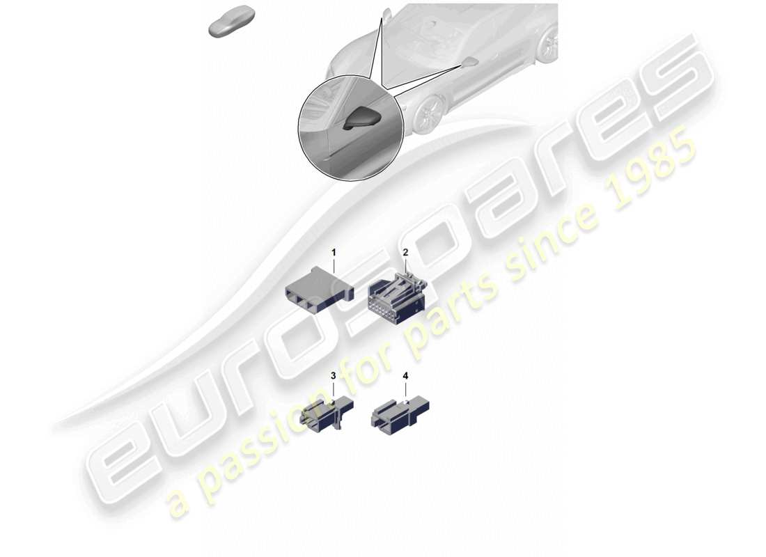 porsche 2020 (taycan 9j1-1) connector housing for exterior mirror part diagram