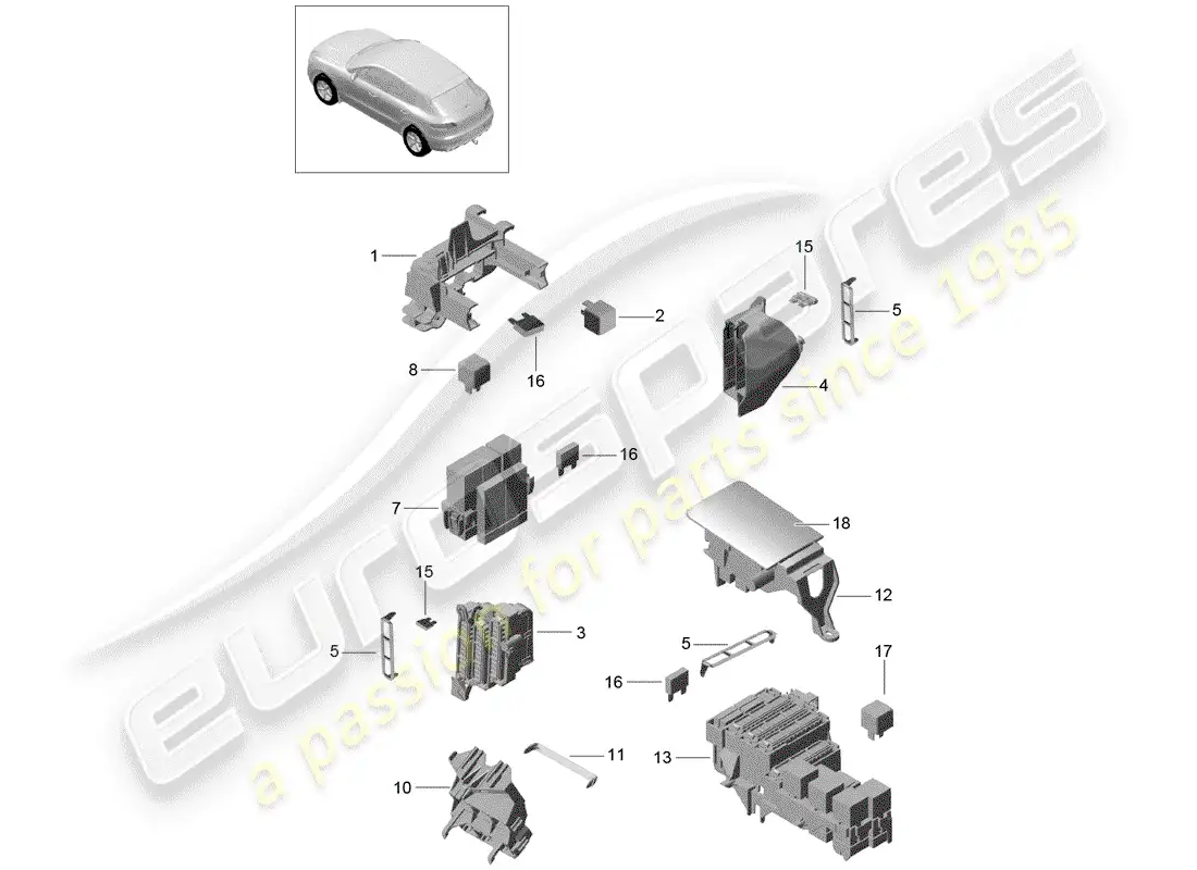 porsche 2014 (macan) fuse box relay plate parts diagram
